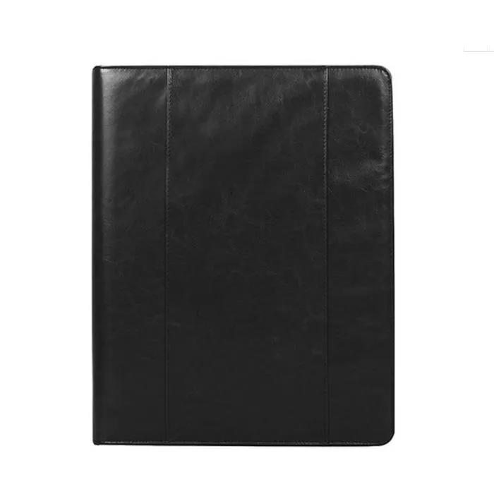 Embossed Black Zippered Leather Compendium