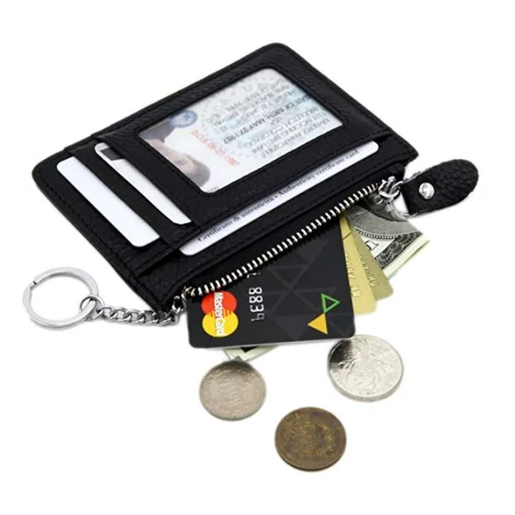 Black Small PU Leather Wallet With Key Ring