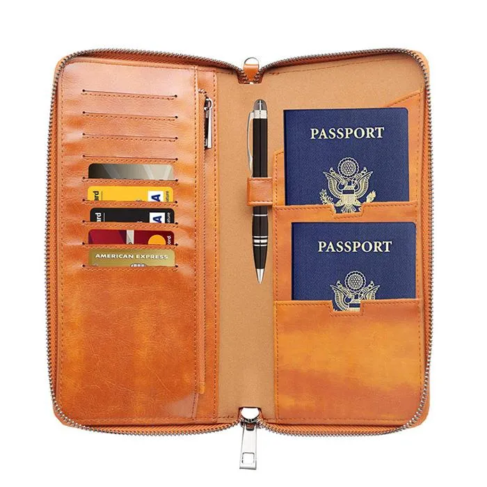 Zippered Passport Wallet Organizer
